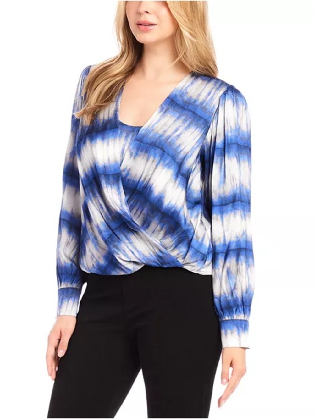 Karen Kane Drape Front Satin Top - Picture 3 of 7